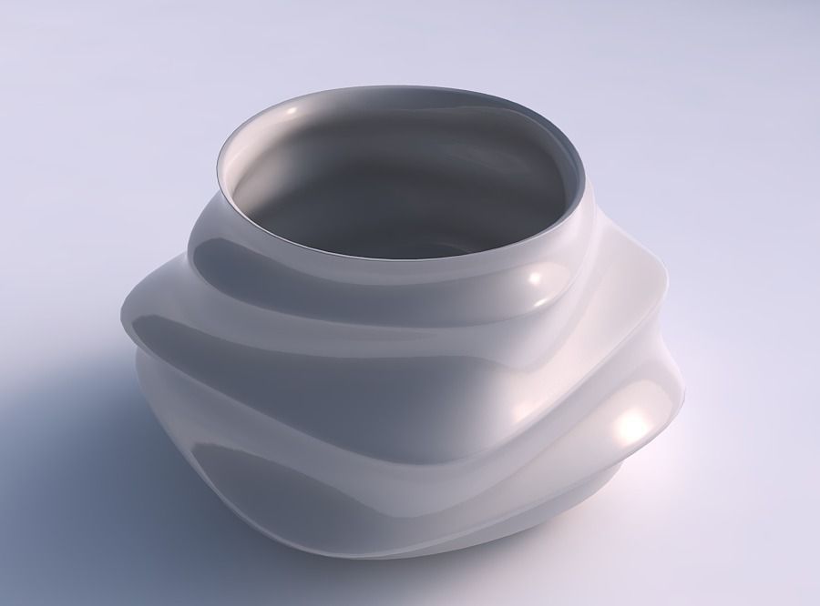 Bowl twisted elipse with horizontal sections 3D print model_0