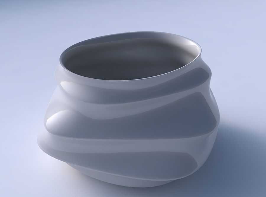 Bowl twisted elipse with horizontal sections 3D print model_3
