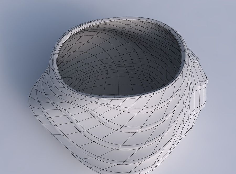 Bowl twisted elipse with horizontal wavy inverted layers 3D print model_6