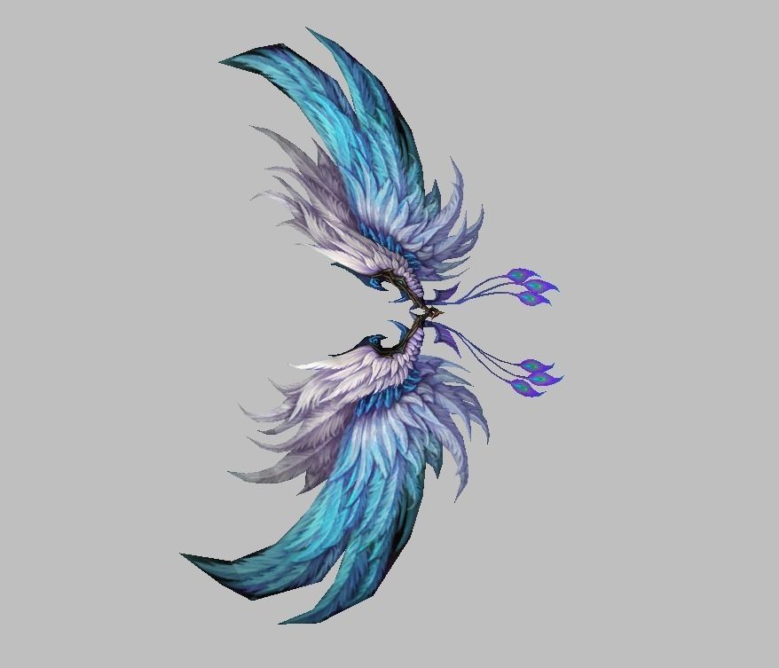 White Blue Wing Low-poly 3D model_16