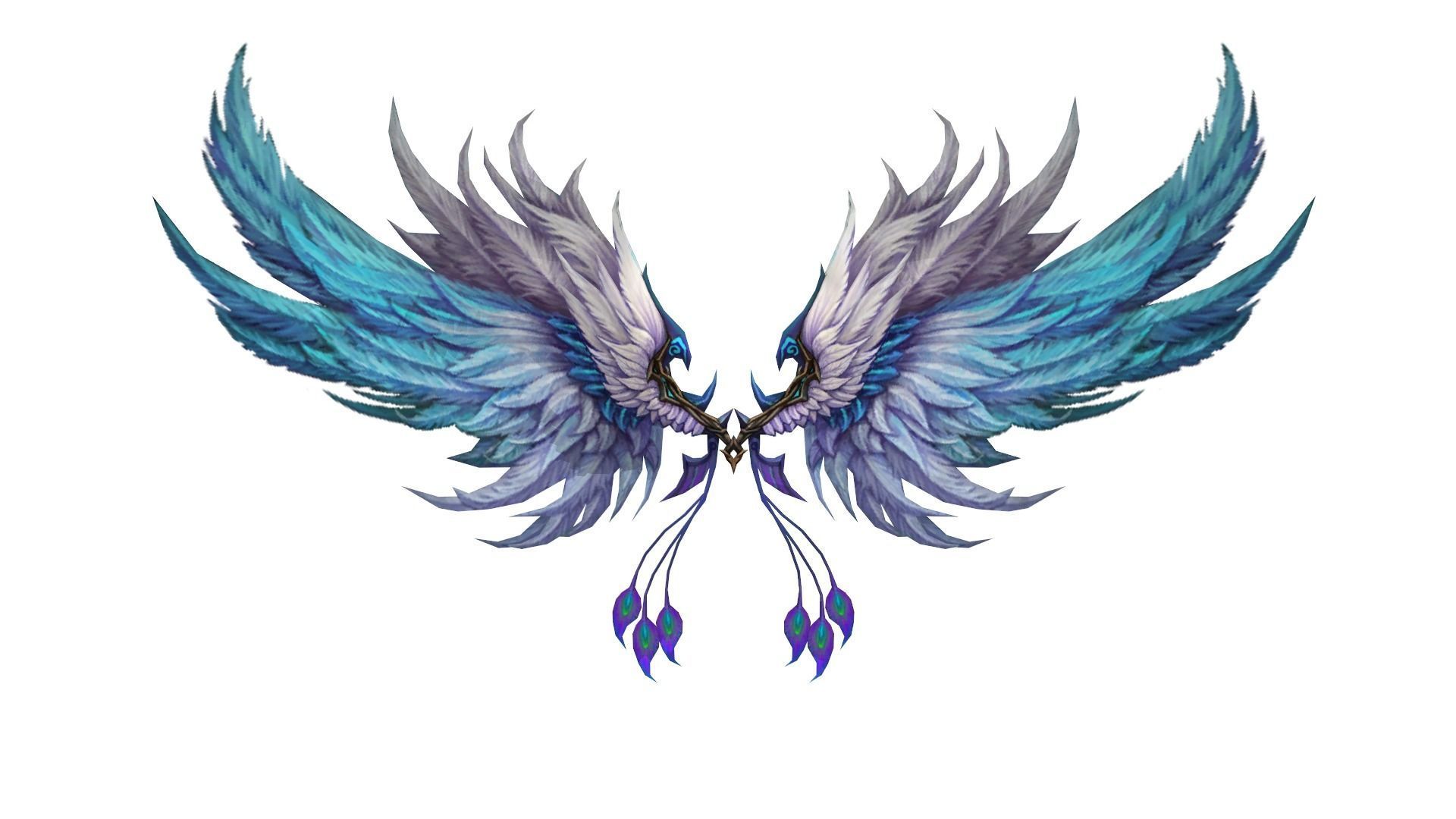 White Blue Wing Low-poly 3D model_9