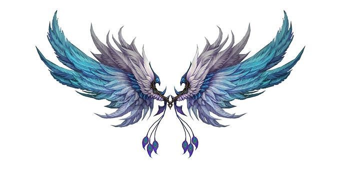 White Blue Wing Low-poly 3D model