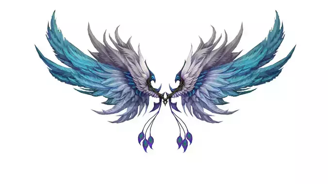 White Blue Wing Low-poly 3D model