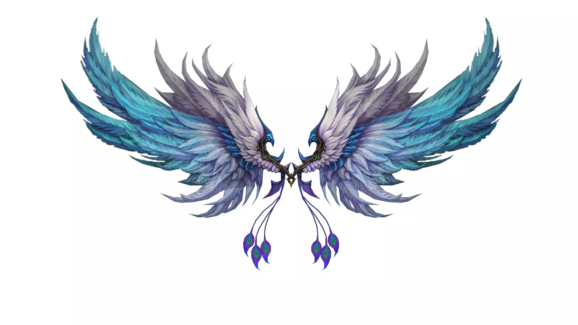 White Blue Wing Low-poly 3D model_0