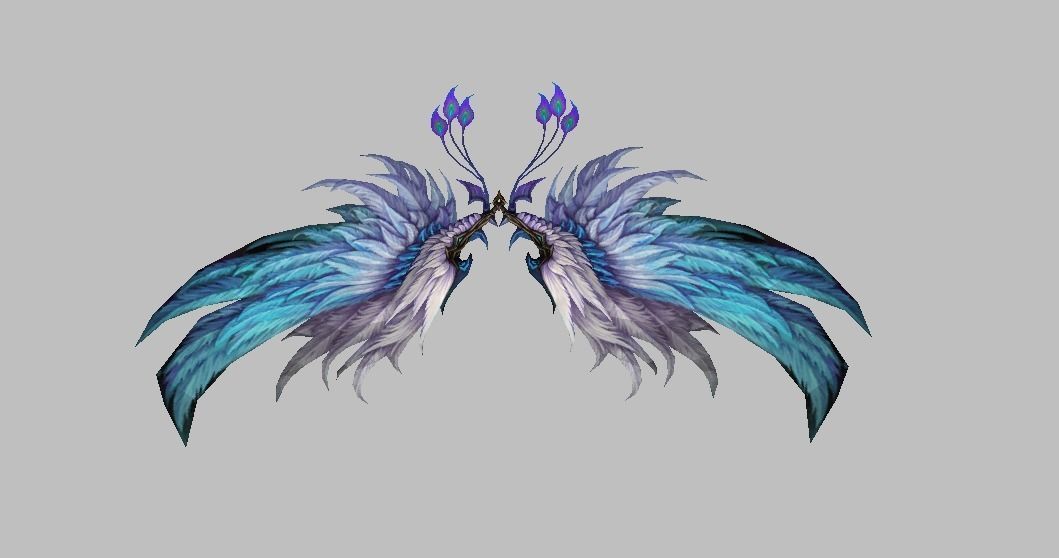 White Blue Wing Low-poly 3D model_2
