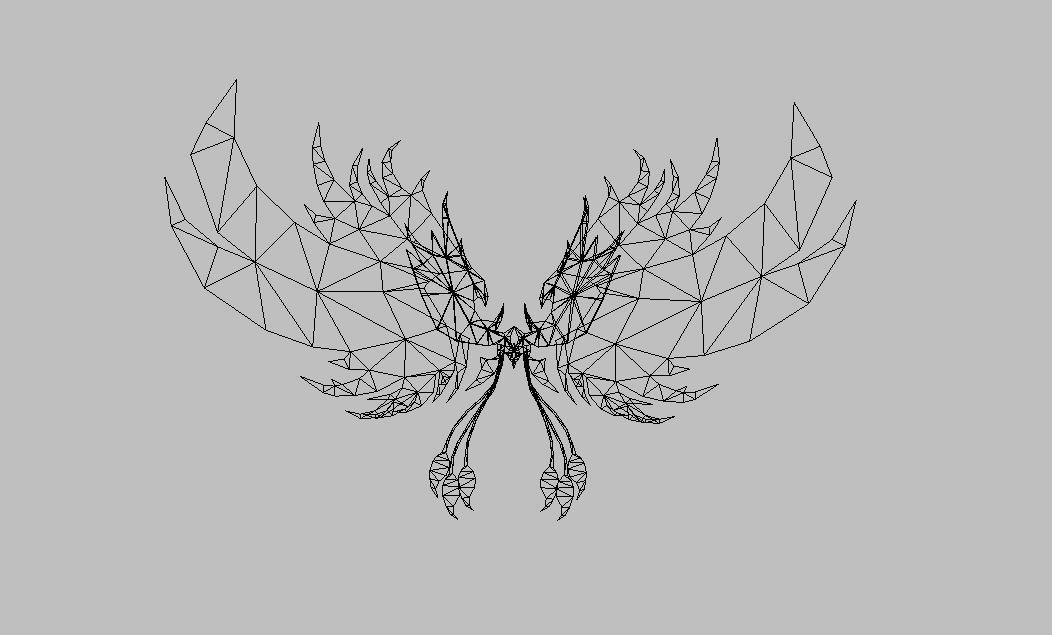 White Blue Wing Low-poly 3D model_4