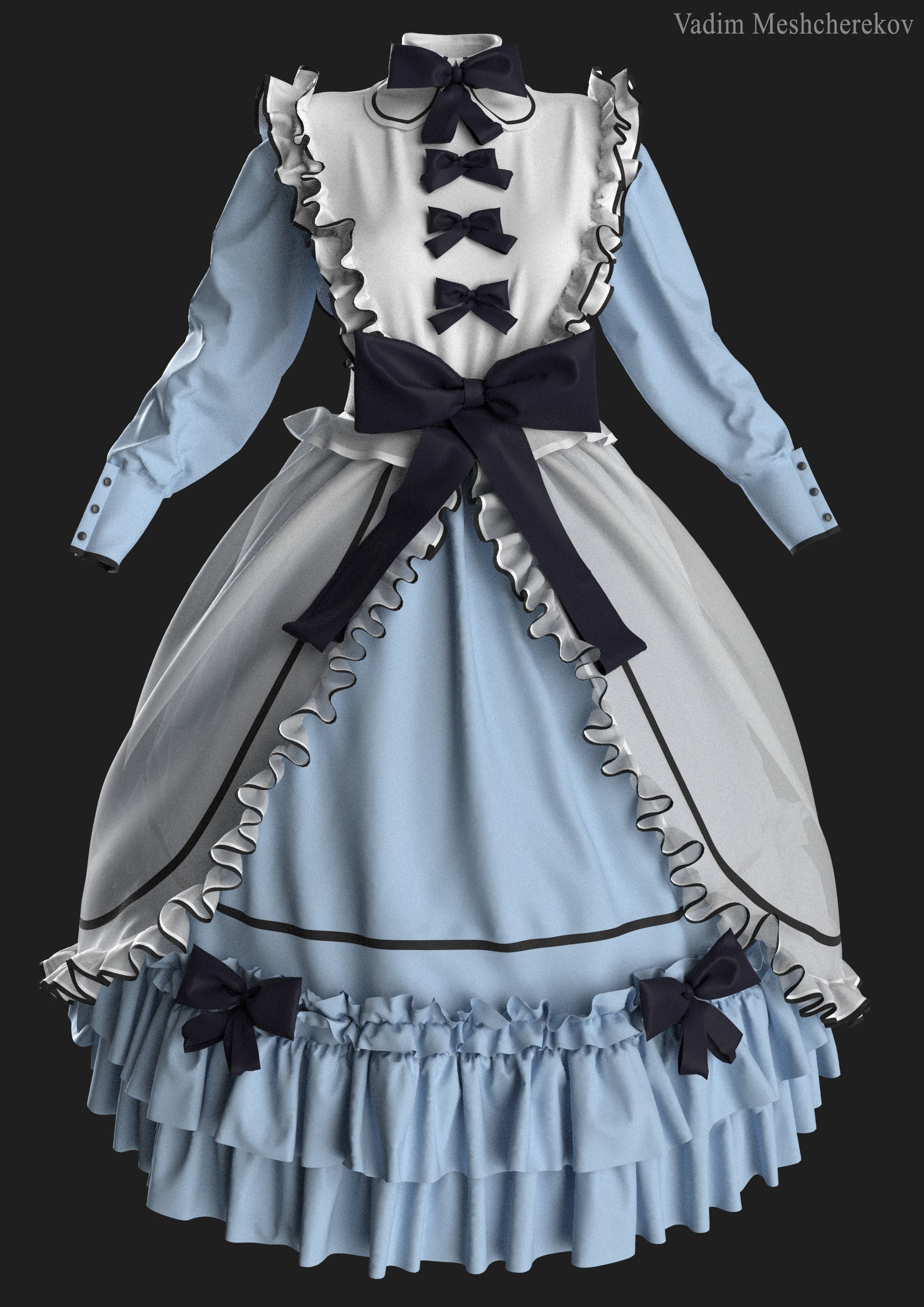 Vintage Dress 4 3D model_2