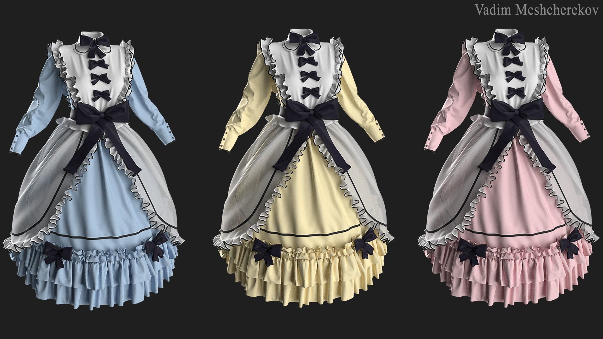 Vintage Dress 4 3D model_3