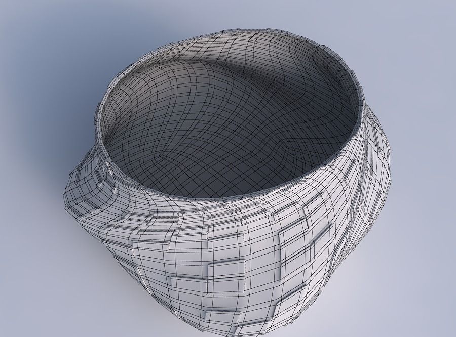 Bowl twisted elipse with scattered diagonal grid plates 3D print model_6