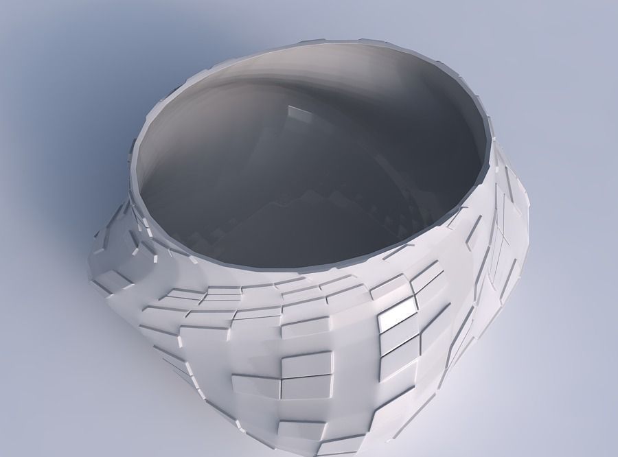 Bowl twisted elipse with scattered diagonal grid plates 3D print model_1