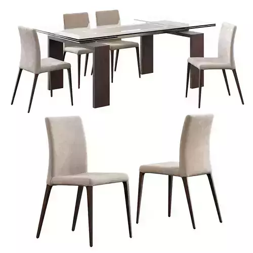 Tonin Casa Aragona Chair and Brooklyn Table 3D model