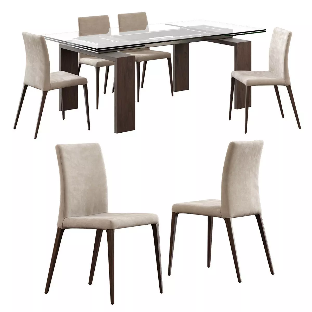 Tonin Casa Aragona Chair and Brooklyn Table 3D model