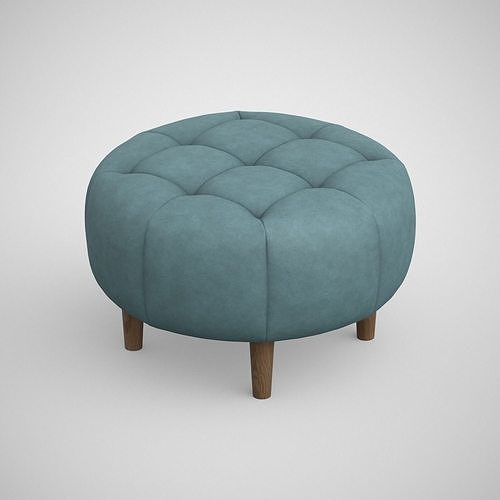 Landon rose round Ottoman blue Low-poly 3D model