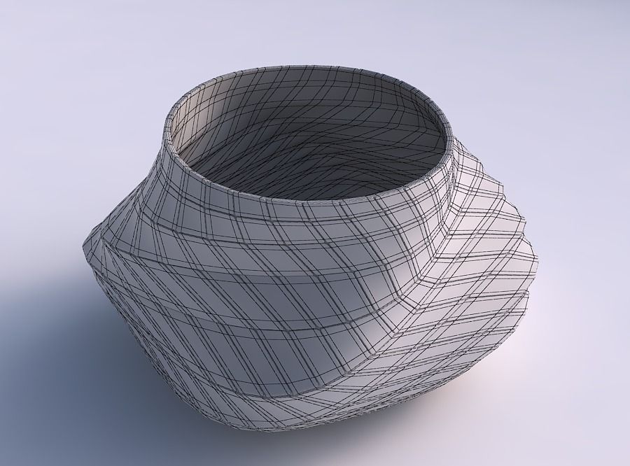 Bowl twisted elipse with distorted and twisted grid plates 3D print model_5