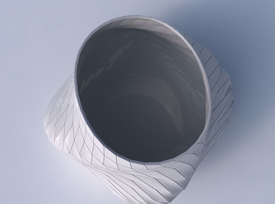 Bowl twisted elipse with distorted and twisted grid plates 3D print model_2