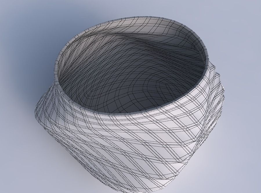 Bowl twisted elipse with distorted and twisted grid plates 3D print model_13