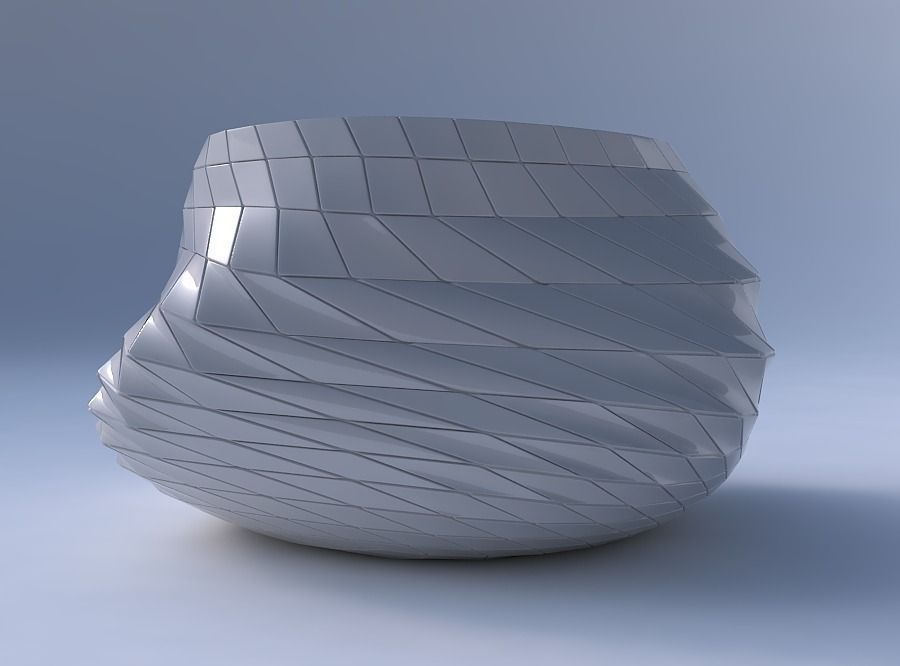 Bowl twisted elipse with distorted and twisted grid plates 3D print model_11