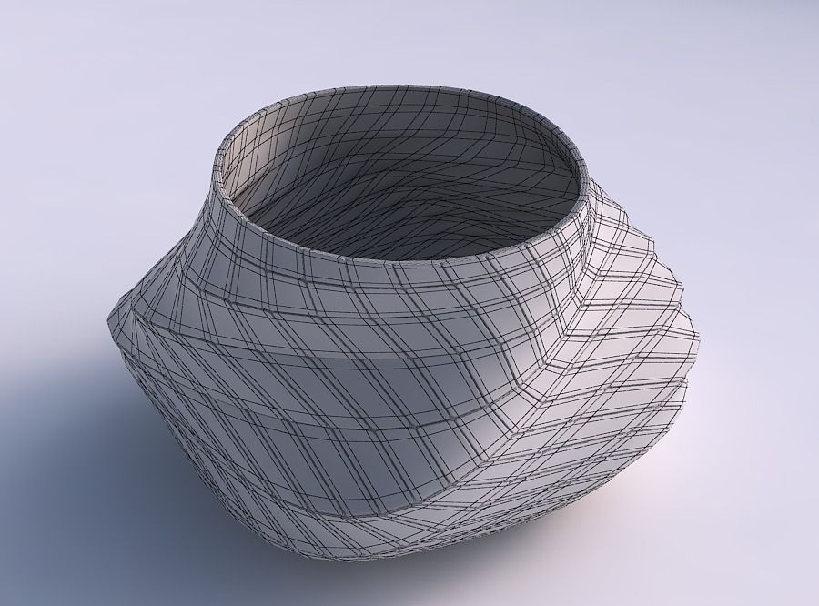 Bowl twisted elipse with distorted and twisted grid plates 3D print model_12