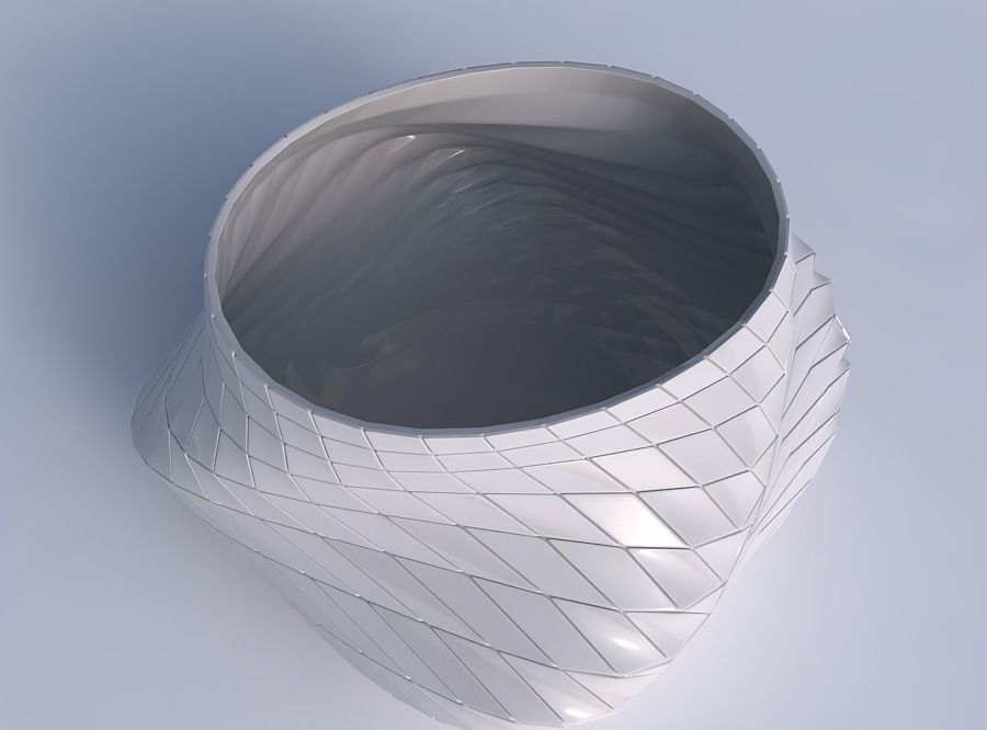 Bowl twisted elipse with distorted and twisted grid plates 3D print model_1