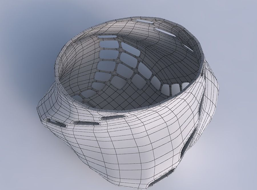 Bowl twisted elipse with diagonal grid lattice 2 3D print model_6