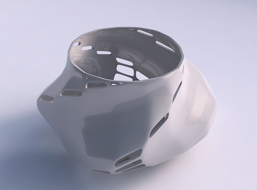 Bowl twisted elipse with diagonal grid lattice 2 3D print model_0