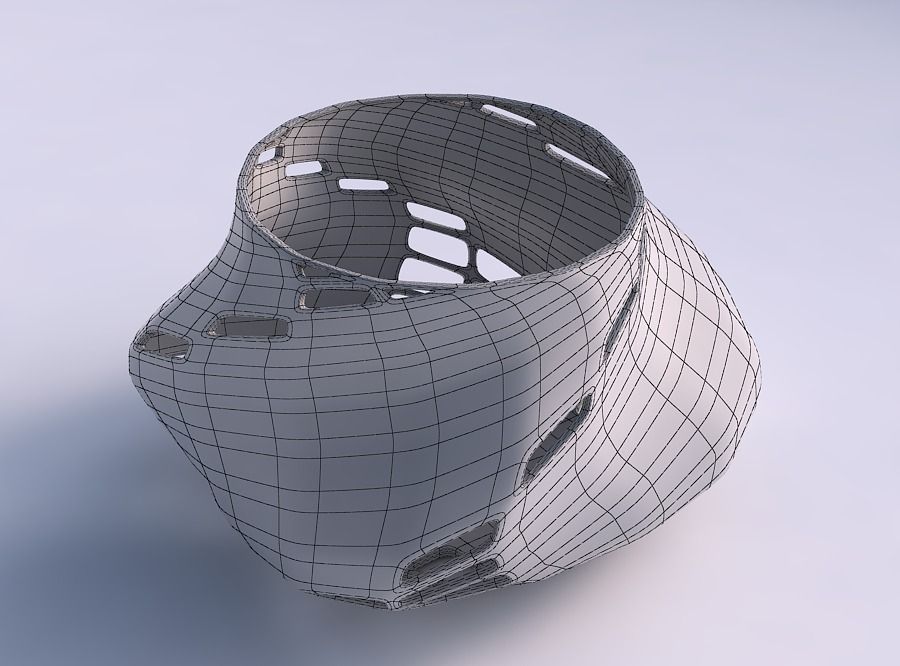 Bowl twisted elipse with diagonal grid lattice 2 3D print model_5