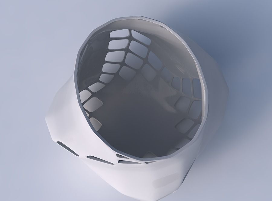 Bowl twisted elipse with diagonal grid lattice 2 3D print model_2