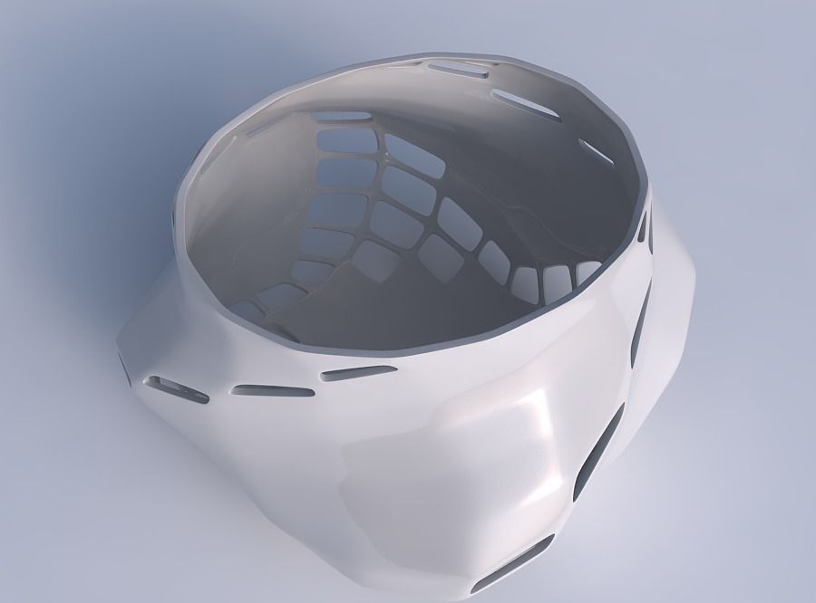 Bowl twisted elipse with diagonal grid lattice 2 3D print model_1