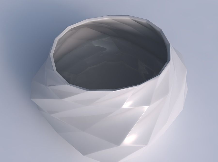 Bowl twisted elipse with curved creases 3D print model_1