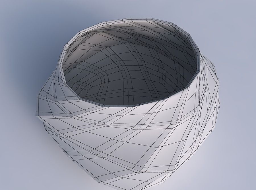 Bowl twisted elipse with curved creases 3D print model_6