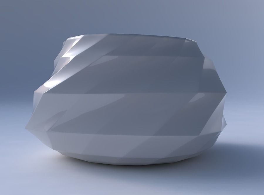 Bowl twisted elipse with curved creases 3D print model_4