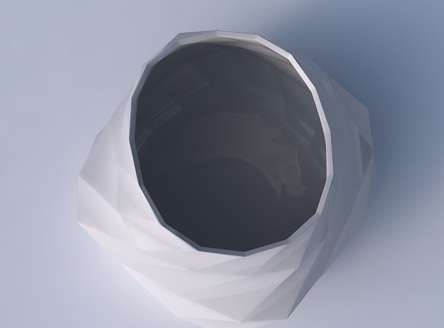 Bowl twisted elipse with curved creases 3D print model_2