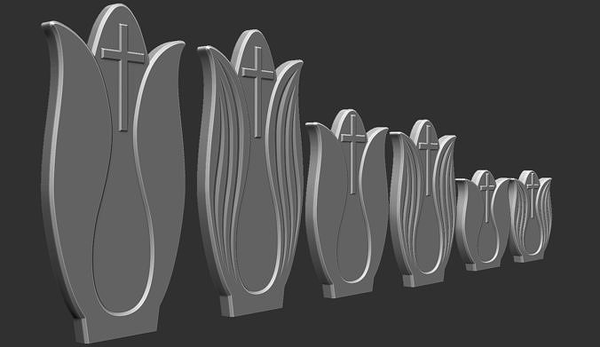 Tulip-shaped Tombstones 3D print model