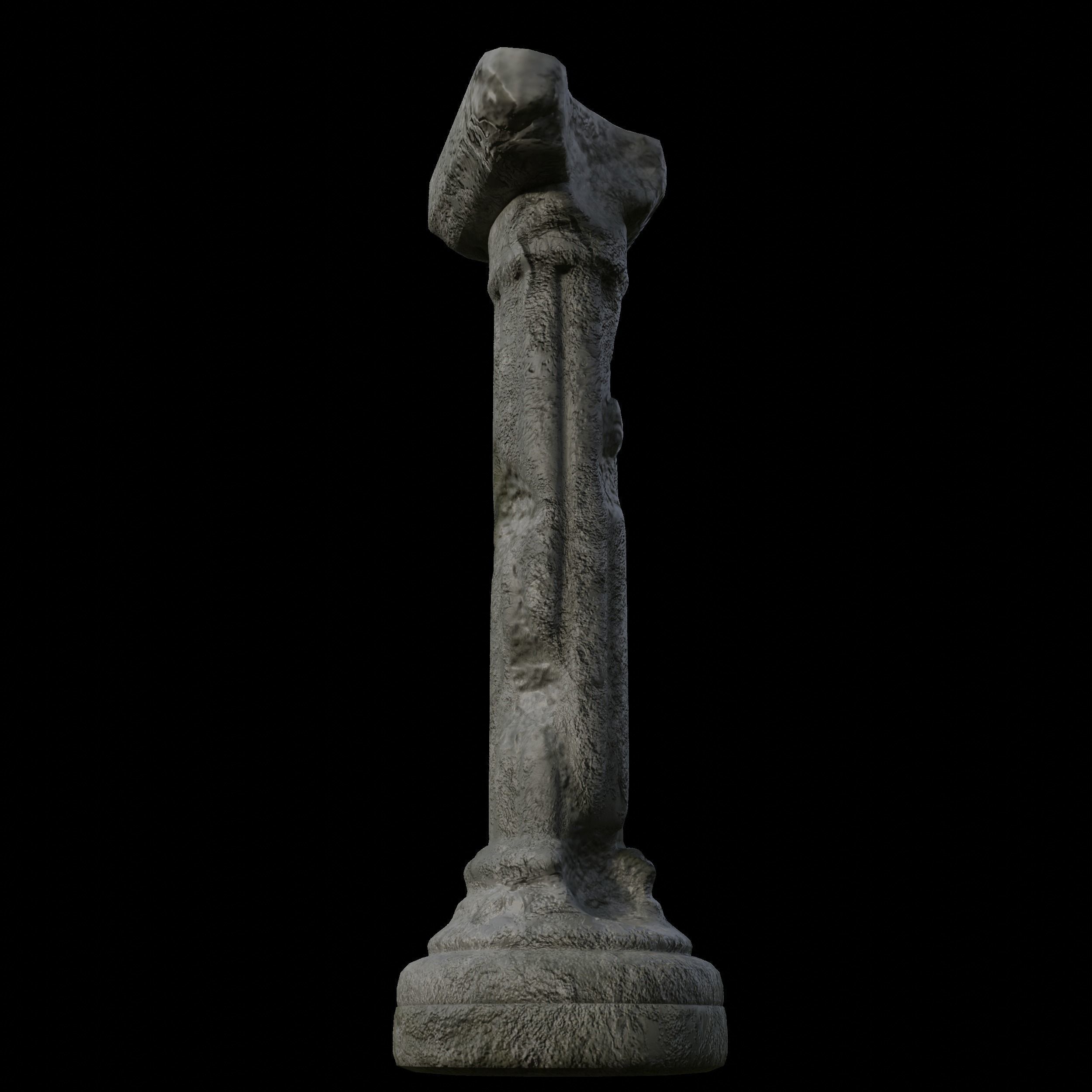 Broken Pillar-Mid Poly-3d model Free 3D model_2