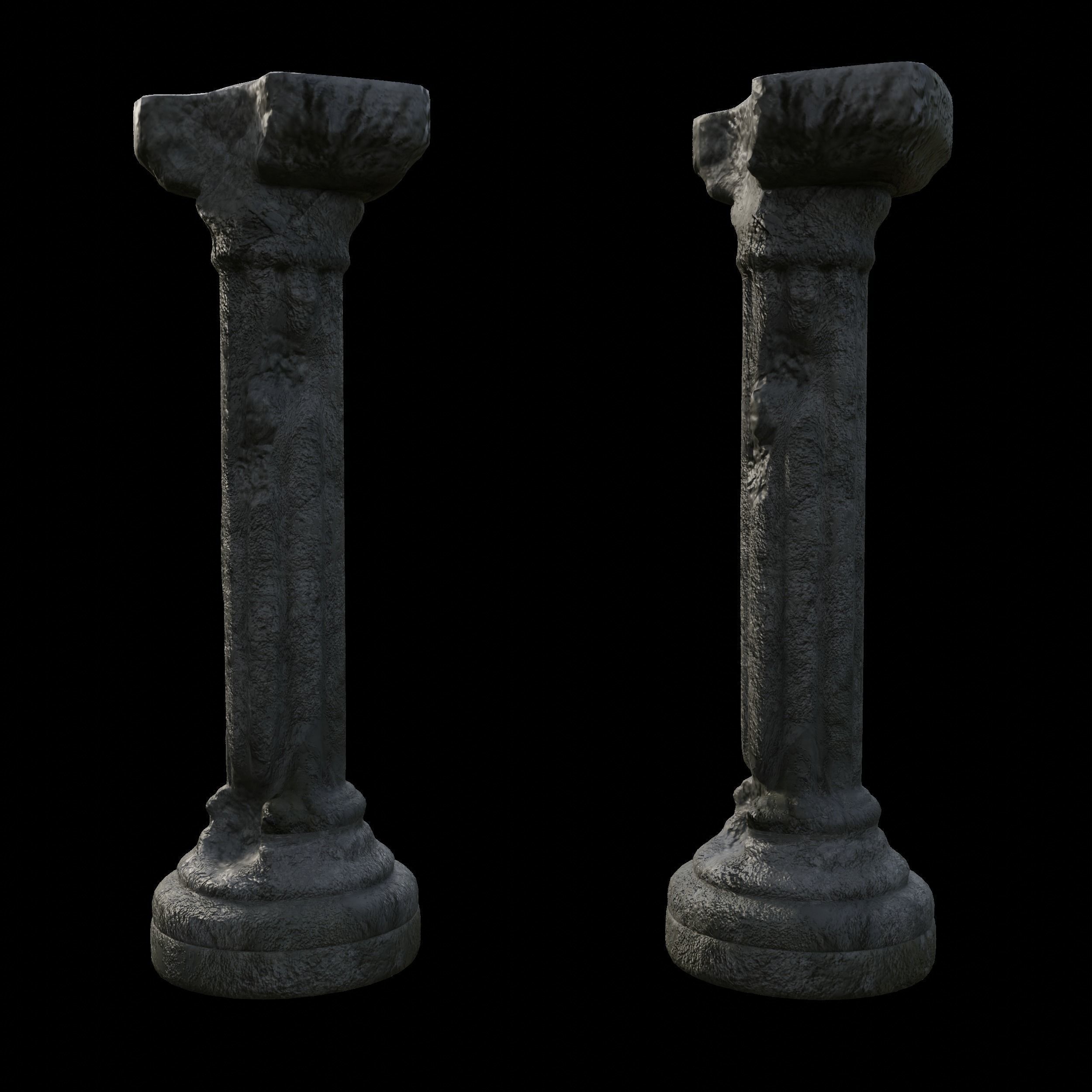 Broken Pillar-Mid Poly-3d model Free 3D model_1