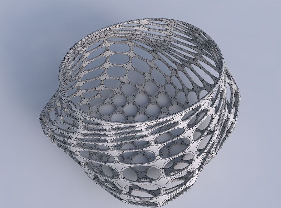 Bowl twisted elipse with bubble grid lattice 3D print model_6