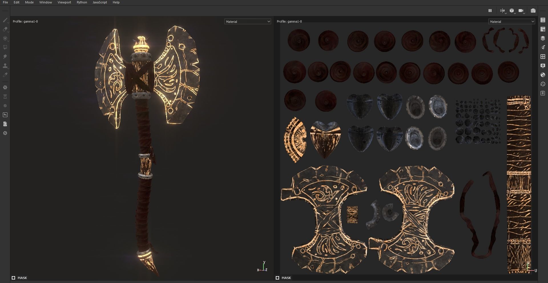 Stylized Energy Axe 3D model_3