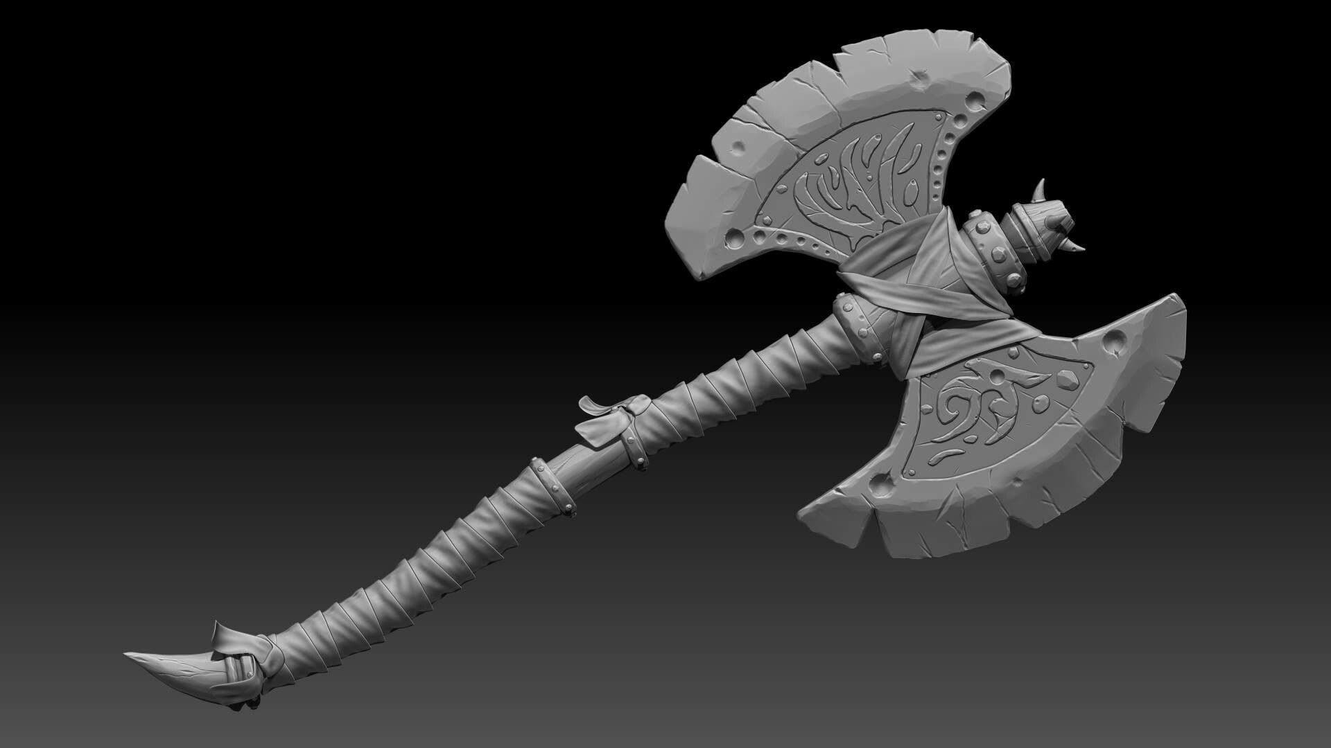 Stylized Energy Axe 3D model_6