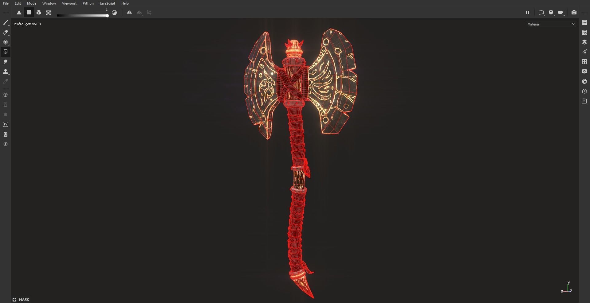 Stylized Energy Axe 3D model_4