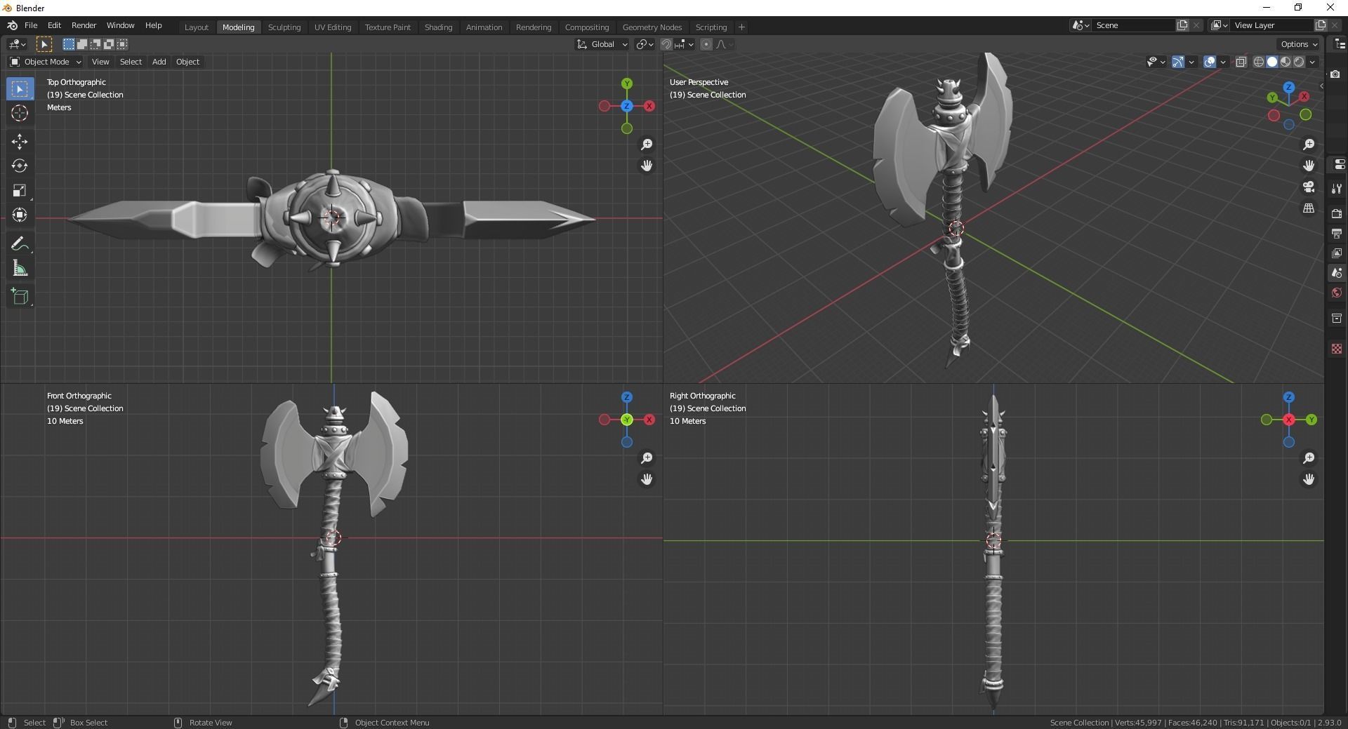 Stylized Energy Axe 3D model_7