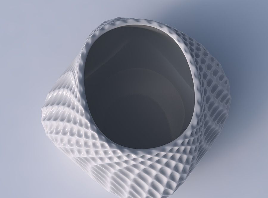 Bowl twisted elipse with bent extruded pattern 3D print model_2