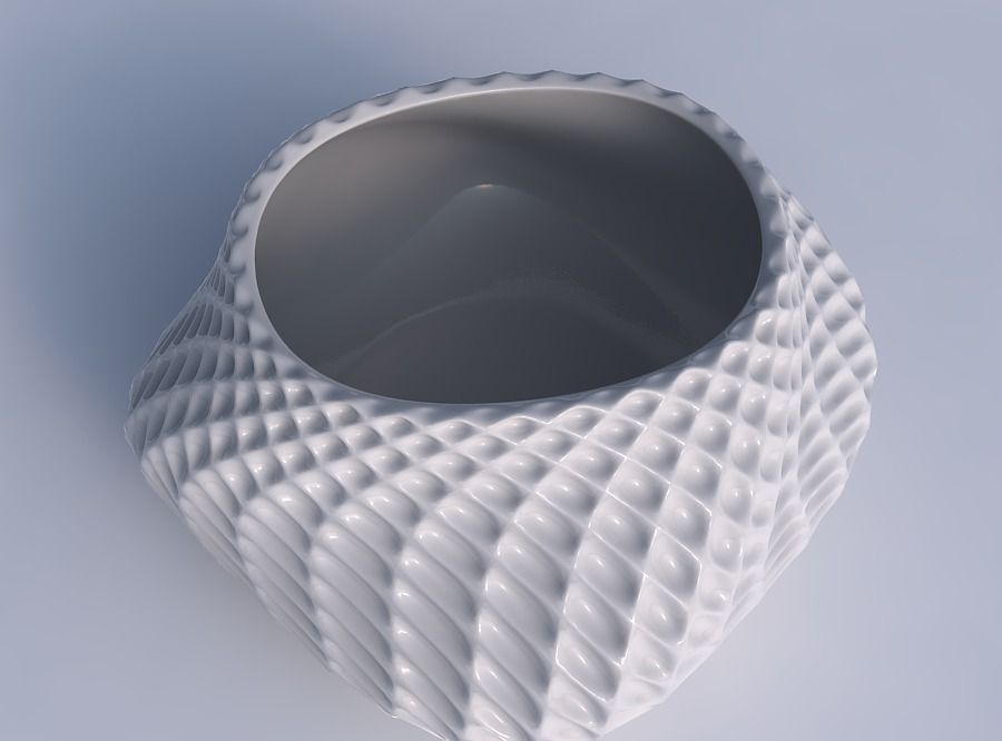 Bowl twisted elipse with bent extruded pattern 3D print model_1