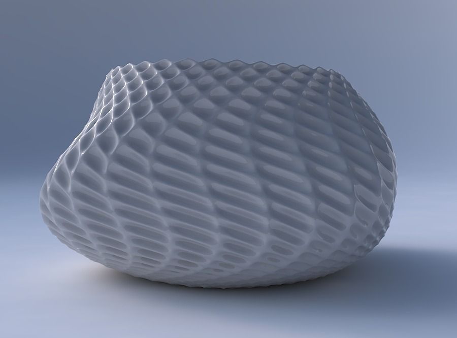 Bowl twisted elipse with bent extruded pattern 3D print model_4