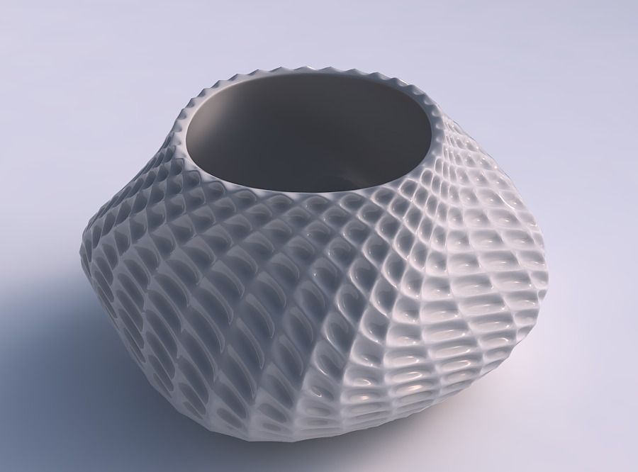Bowl twisted elipse with bent extruded pattern 3D print model_0