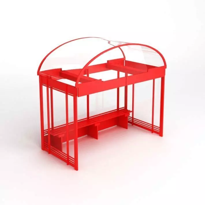 Red Bus Stop Bench 3D model_0