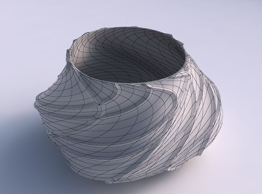 Bowl twisted elipse wavy sparse extruded lines 3D print model_5