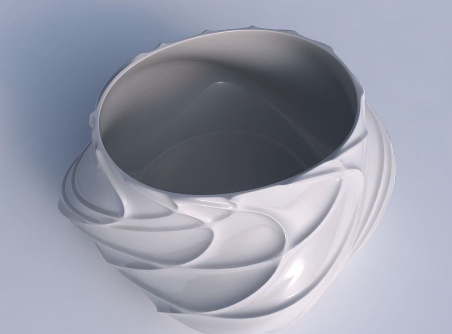Bowl twisted elipse wavy sparse extruded lines 3D print model_1