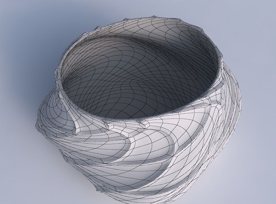 Bowl twisted elipse wavy sparse extruded lines 3D print model_6