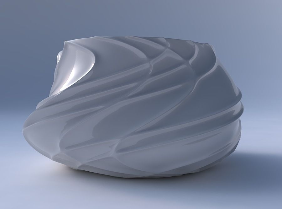 Bowl twisted elipse wavy sparse extruded lines 3D print model_4