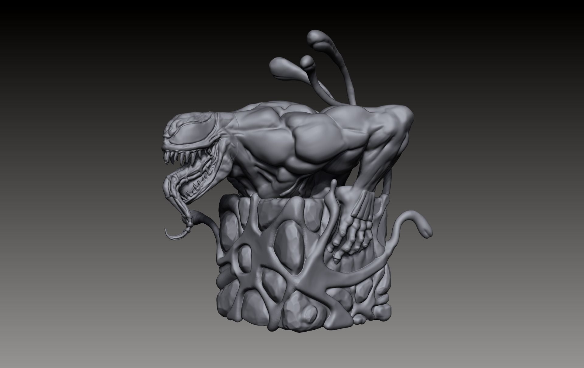Venom x Cube Miniature sculpt 3D print model_3